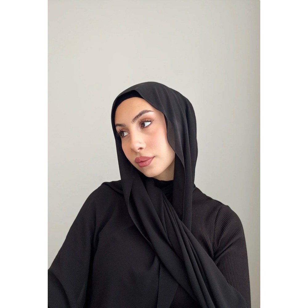 Libaaz The Label Black Chiffon Hijab Headscarf Solid Sheer Lightweight Wrap